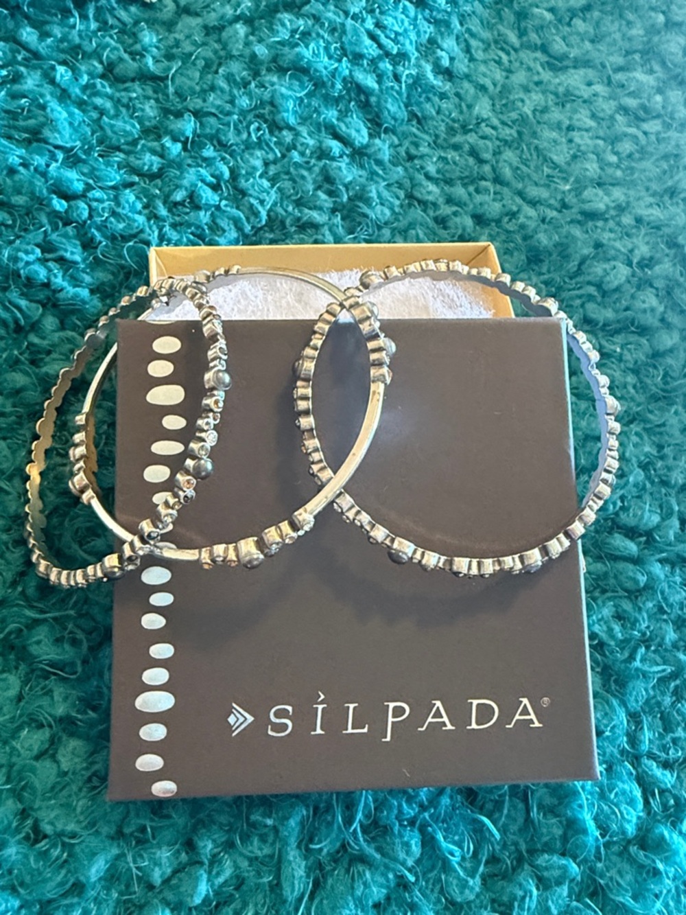 Silpada Silver Beaded Bangle Bracelets - set of 3